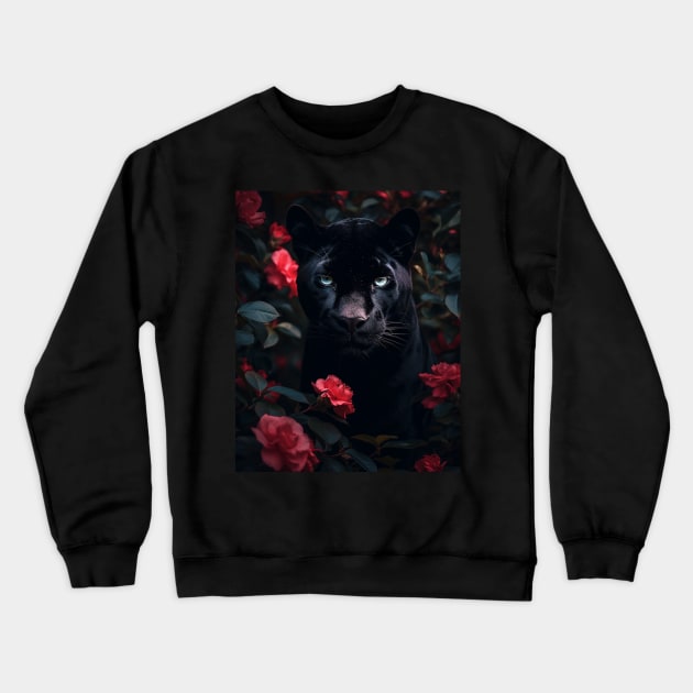 Floral Black Panther 2 Crewneck Sweatshirt by Shibuz4.art